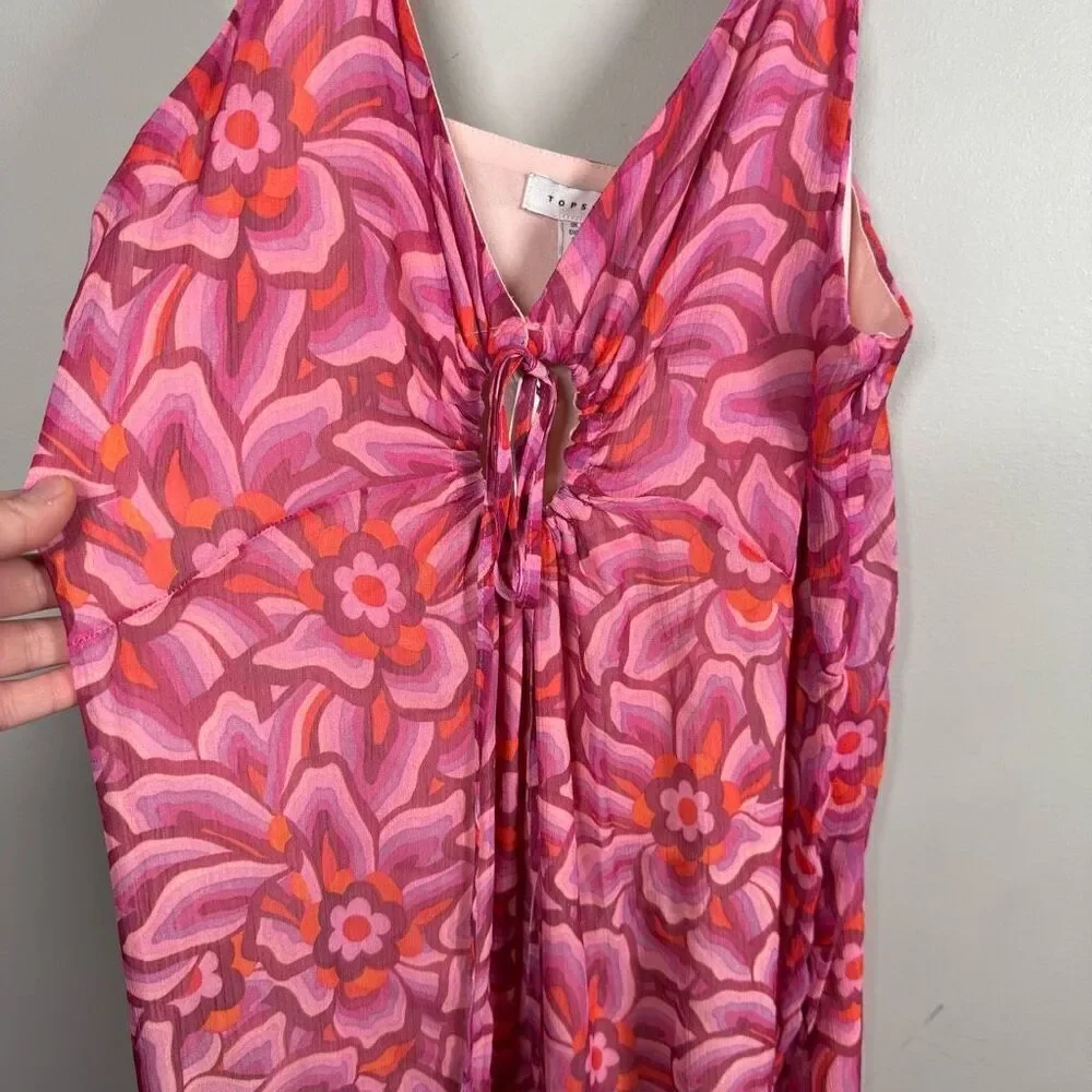 Top Shop floral tiered v neck strappy sleeveless maxi dress US 10